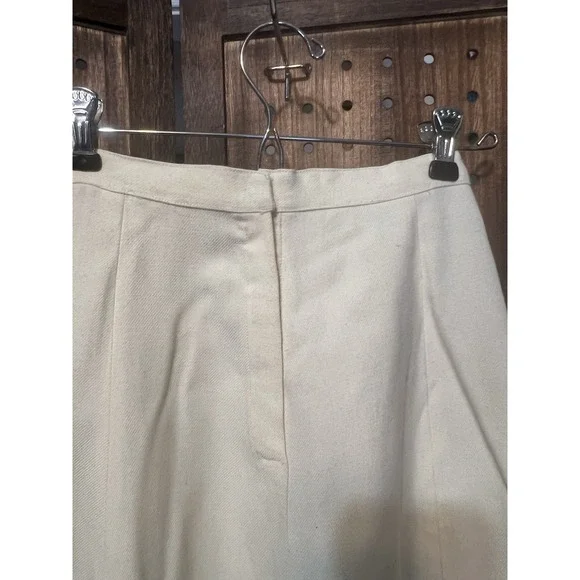 Vintage Cream Ivory Wool Skirt XS 21 In Waist 1950s 1960s Scandinavian Trim - Picture 5 of 8